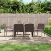 vidaXL 7 Piece Patio Dining Set with Cushions Poly Rattan and Steel - Brown 55.1" Table Length 6 Chairs - 2 of 4