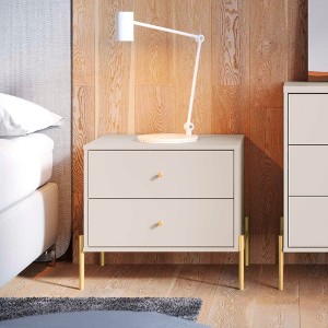 Sapphtopaz Modern Nightstand with 2 Drawers Elegant Bedside Table with Rounded Knobs & Steel Legs Night Stand for Bedroom, Living Room - 1 of 4