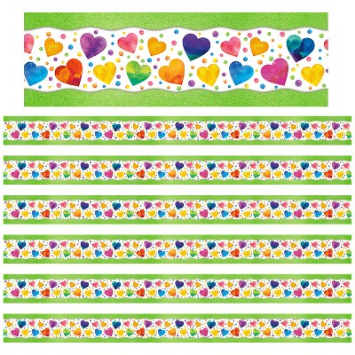 North Star Teacher Resources All Around the Board Trimmer, Watercolor Hearts, 43 Feet Per Pack, 6 Packs