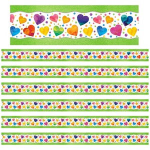 North Star Teacher Resources All Around the Board Trimmer, Watercolor Hearts, 43 Feet Per Pack, 6 Packs - 1 of 2