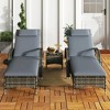 Resenkos Patio Deluxe Chaise Lounge Set of 2 With Table - Adjustable Backrest, Comfy Cushions & Headrest, Mobile Wheels, Gray - 4 of 4