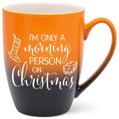 Elanze Designs I'm Only A Morning Person On Christmas Two Toned Ombre Matte Orange and Black 12 ounce Ceramic Stoneware Coffee Cup Mug