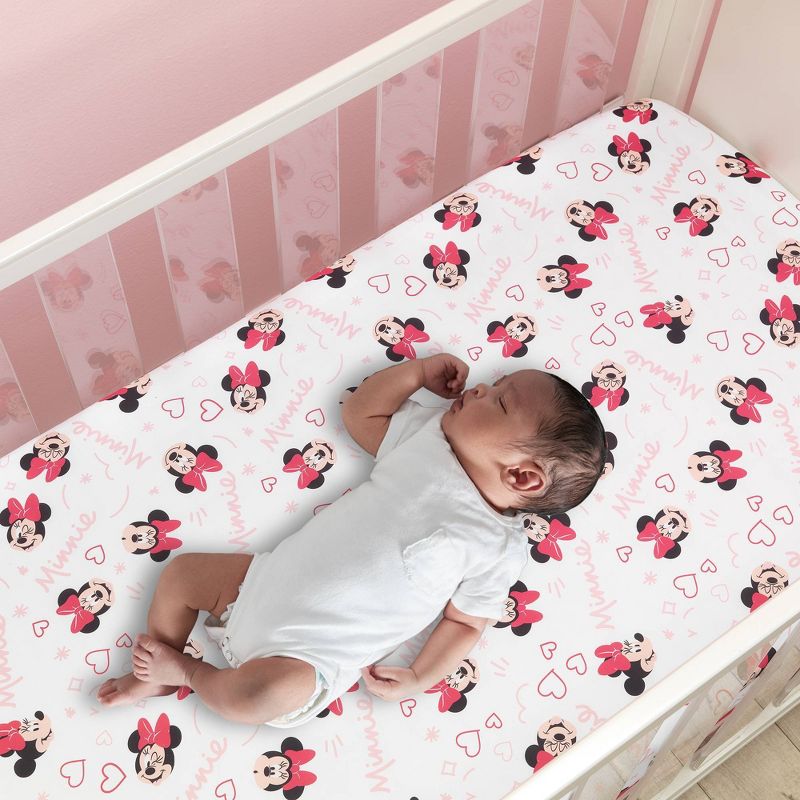 Lambs &#38; Ivy Minnie Mouse Love Fitted Crib Sheet, 2 of 5