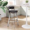 Zuo Modern – Gimsby Swivel Barstool Black, 38.2" H, Faux Leather and Brushed Stainless Steel, Modern Glam Deco Style - 2 of 4