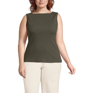 Lands' End Women's Sleeveless Pointelle Rib Boat Neck Tank - 1 of 4