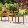 VASIP Outdoor Acacia Dining Chairs, Weathered Wood Chairs, Set of 2, Slatted Seat and One Open Back for Kitchen Patio Backyard Deck - 2 of 4