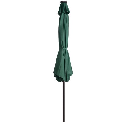 Green 9-Foot Patio Umbrella with Solar LED Lights