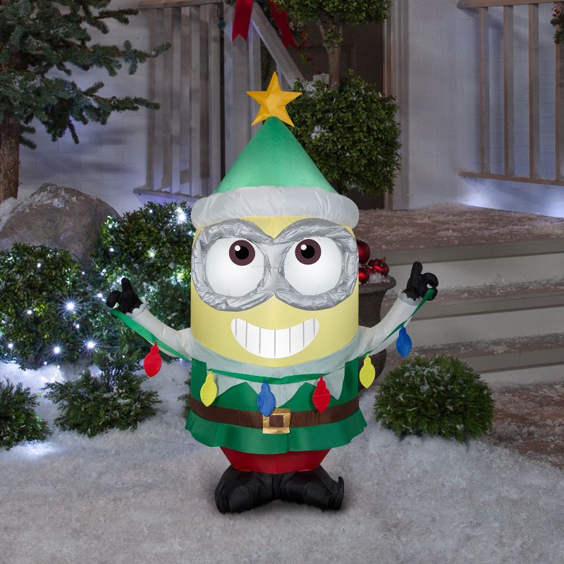 Gemmy Christmas Airblown Inflatable Minion Dave with Light String, 3.5 ft Tall, Yellow, 2 of 5