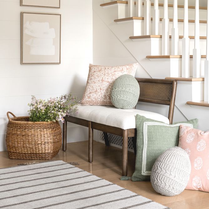 Entry bench with Easter pillows