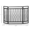 Gulches 3-Panel Folding Fireplace Screen, Metal Mesh Fire Spark Guard for Wood Burning,Black - 2 of 4