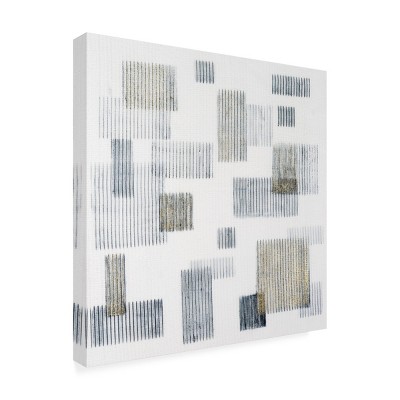 Vanna Lam Gold and White Abstract Canvas Art with Wood Frame