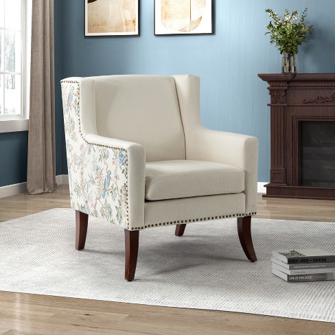 Detlev Farmhouse special Wooden Upholstered Armchair With Square