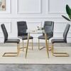 5-Piece Dining Set with Glass Table and 4 PU Armless Chairs - 3 of 4