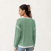 Anna-Kaci Women's Long Sleeve Knit Top with Contrast Trim and Relaxed Fit - 3 of 4