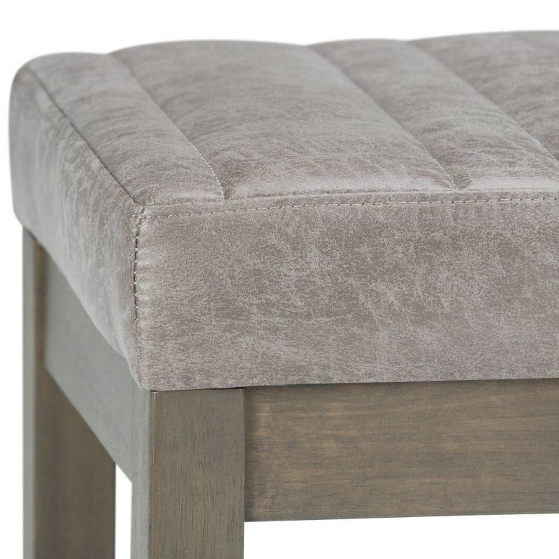 48&#34; Kaufman Ottoman Bench Distressed Gray Taupe Faux Air Leather - WyndenHall, 5 of 12
