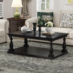 2 Tier Coffee Table, 45" Rectangular Center Table with Storage Shelf, Wooden Sofa Side Table, TV Stand End Table for Living Room Bedroom Office - 1 of 4