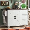 Rolling Kitchen Island, with Spice Rack, Towel Rack, Open Side Racks, Power Outlet and Storage Drawers, Multiple Design Styles and Color Combinations - 4 of 4