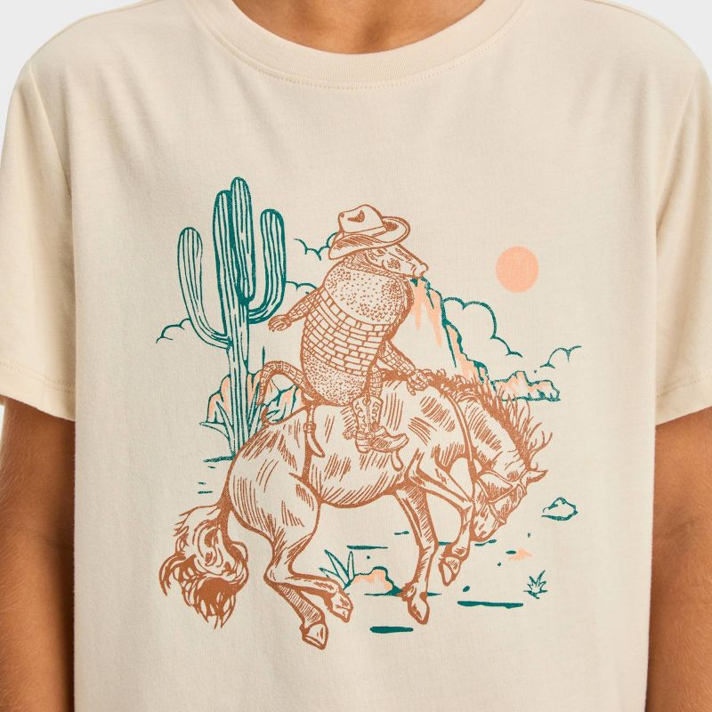 Boys' Short Sleeve Cowboy Armadillo Graphic T-Shirt - Cat & Jack™ Cream, 3 of 5