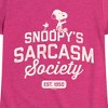 Girls' - Peanuts - Snoopy Sarcasm Society Fitted Short Sleeve Graphic T-Shirt - 2 of 4