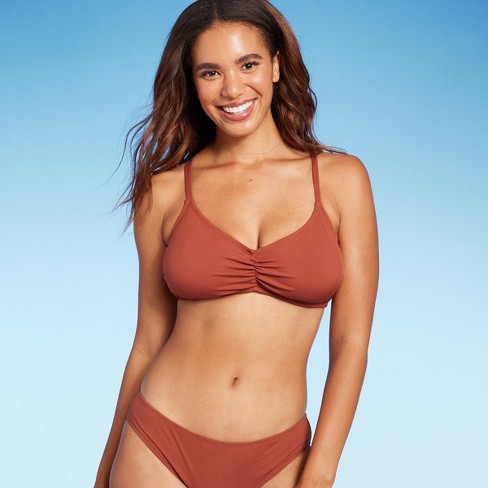 Women's Ribbed Longline V-wire Bikini Top - Shade & Shore™ Red 36c : Target