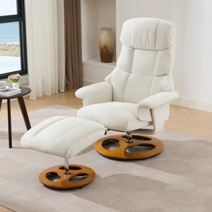 Recliner Chair with Ottoman, Swivel Accent Chair with 5 Point Vibration Massage,Seat Heating&Adjustable Backrest for Living Room-Tanpinhause - 1 of 4