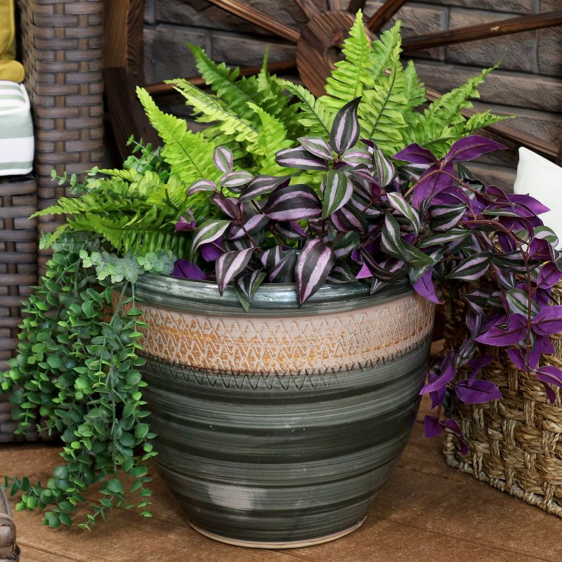 Sunnydaze Indoor/Outdoor Purlieu Decorative Glazed Ceramic Planter for Greenery or Flowers - 15", 3 of 12