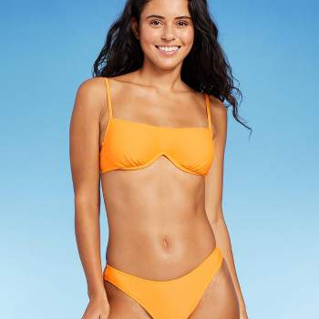 Tavik Womens Nahla Bralette Bikini Swim Top, Orange, X-Small
