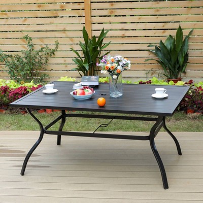 Outdoor Rectangle Steel Dining Table - Black - Captiva Designs