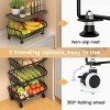 SEVOBAL Kitchen Holder Metal Baskets with Wheels Stackable Storage Organizer for Dining Room Bathroom Office Fruit Cart, Black, 15.99"*12.09"*6.63" - 4 of 4