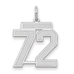 Black Bow Jewelry 14k White Gold, Jersey Collection, Medium Number 72 Pendant - 1 of 3