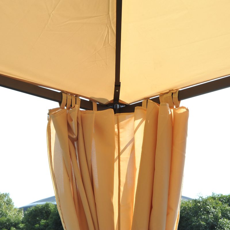 Outsunny 10' x 10' Outdoor Patio Gazebo Canopy with Polyester Privacy Curtains, Two-Tier Roof, Beige, 5 of 9