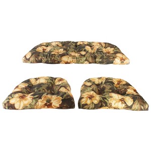 Northlight 3-Piece Wicker Furniture Cushion Set, Brown Floral - 1 of 3