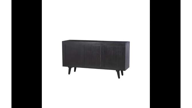 58&#34; Wafford Mid Century Modern Storage Console Solid Wood Gold Trim 3 Doors Black - Powell, 2 of 16, play video
