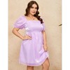 BLUEMING Women's Plus Size Tulle Dress Square Neck Puff Sleeve High Waist A Line Babydoll Mesh Hem Mini Dress - 3 of 4