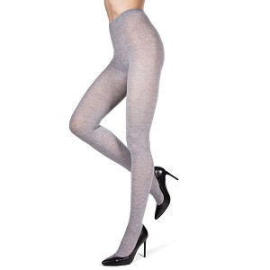 Memoi Women's Cashmere Blend Luxe Sweater Tights Lt Gray Heather M-L - 1 of 4