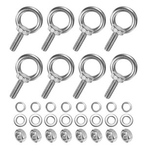 Unique Bargains Stainless Steel Durable Rust-Resistant Eyebolts with Nuts Washers Male Screw for Fastening 10 Pcs - 1 of 4
