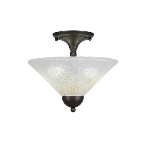 Toltec Lighting Any 2 - Light Flush Mount in  Bronze with 12" Gold Ice Shade - 1 of 1