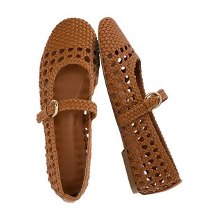 CUSHIONAIRE  Windsor Woven Womens Flats with Adjustable Strap – Comfortable Mary Jane Ballet Flats for Women - 1 of 4