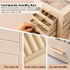 Jewelry Box with Glass Lid and 5 Drawers, Beige PU Leather Organizer for Necklaces, Rings, Earrings, Gift for Women - 4 of 4