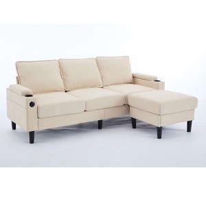 NicBex L-Shaped Sectional Sofa with Storage Ottoman,USB Port and 2 Cup Holders for Living Room,Apartment,Office - 1 of 4