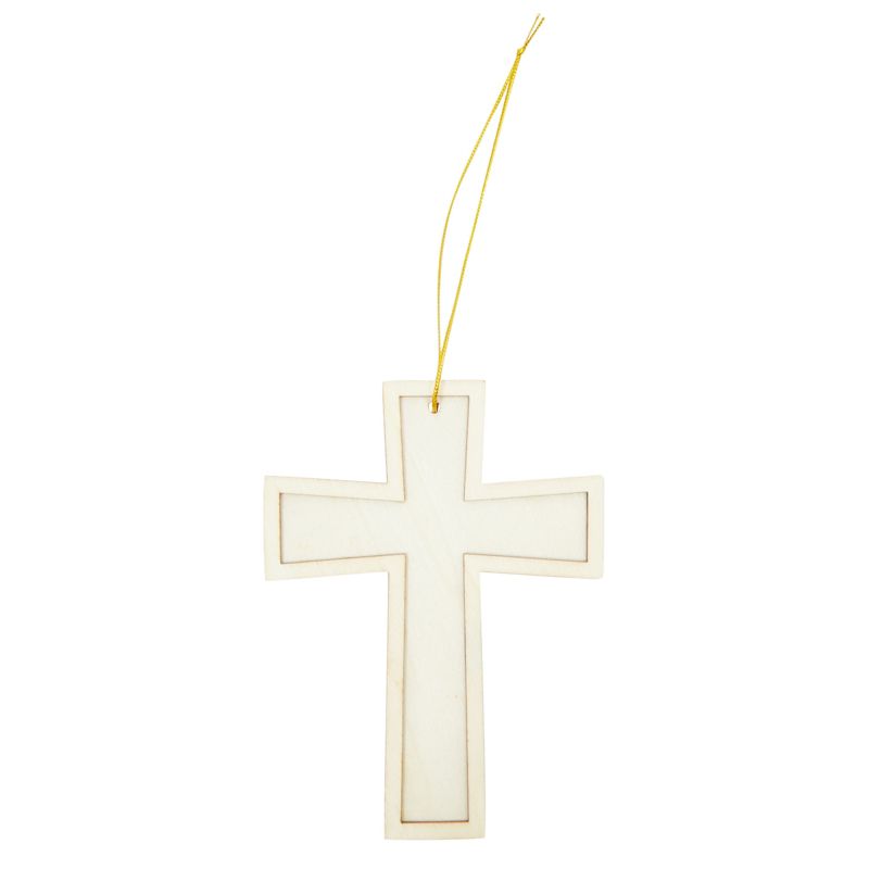Bright Creations 12 Pack Unfinished Small Wooden Crosses for Crafts with Gold String for DIY Ornaments, 3.8x5 in, 4 of 9