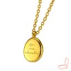 Gold Titanium Steel Engraved Oval - Pendant Classic Women's Necklace - 3 of 4