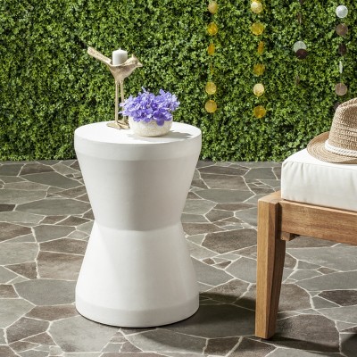 Ivory Drum Shape Concrete Accent Table