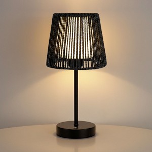 Onewish Two Pack Protable Table Lamp with Swappable shade Black + Black - 1 of 4