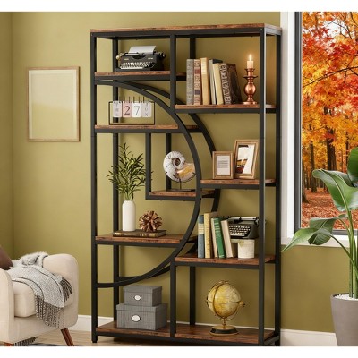 Gulches 7-Tier Corner Bookshelf, Industrial Corner Etagere Bookcase for Living Room