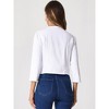 Allegra K Women's Cropped Denim Jacket 3/4 Sleeves Frayed Casual Collarless Jean Jackets - 3 of 4