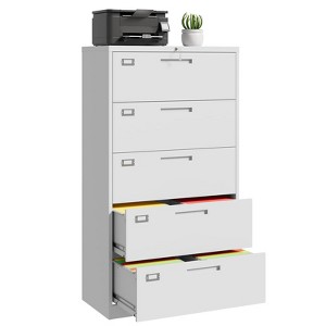 Mlezan Drawer Lateral File Cabinet: Lockable Metal Storage for Letter/Legal/F4/A4 Files.Large Deep Drawers,Ideal for Home or Office Use. - 1 of 4
