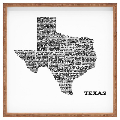 Restudio Designs Texas Map Square Tray - Orange - Deny Designs