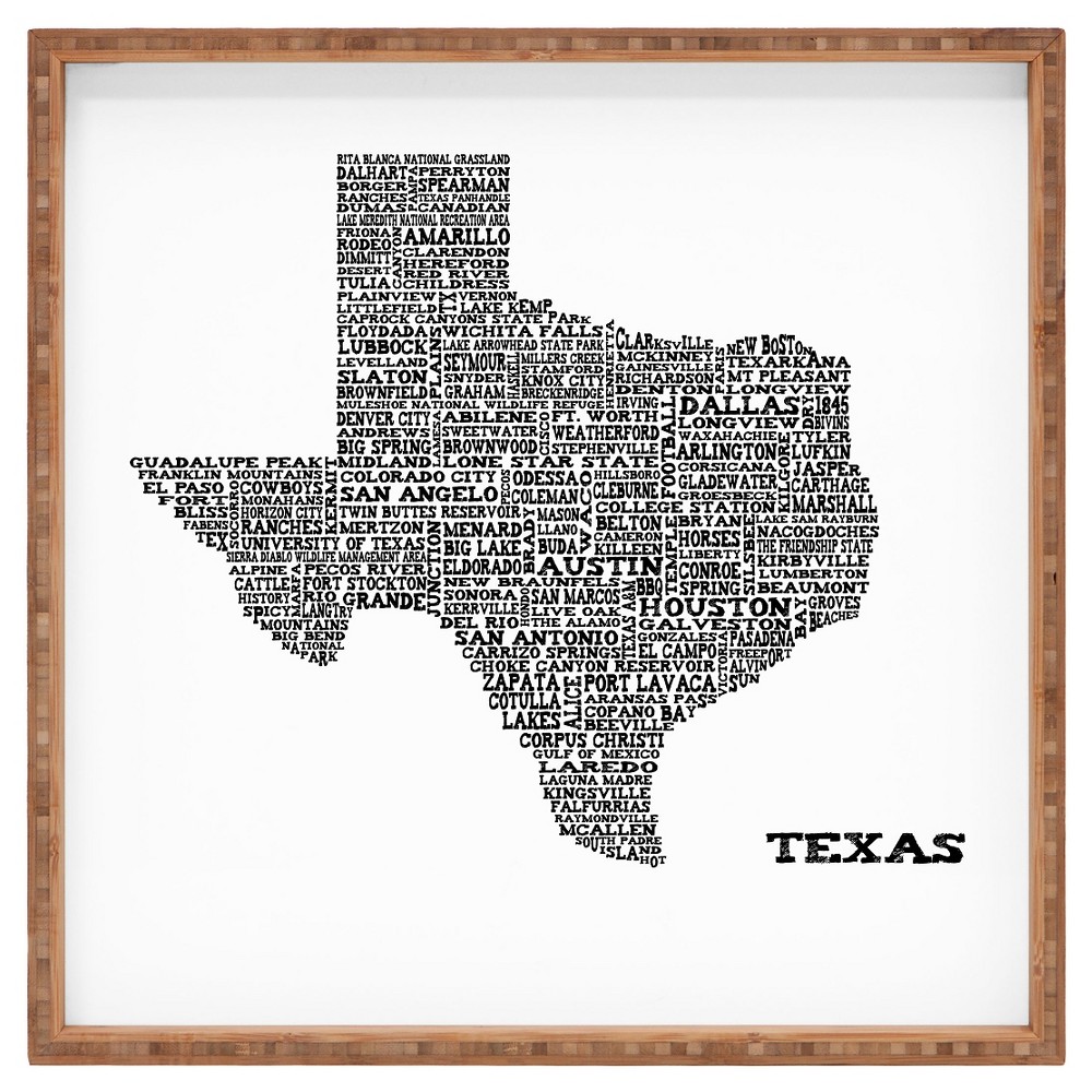 Photos - Other Decoration Medium Restudio Designs Texas Map Square Tray Orange - Deny Designs