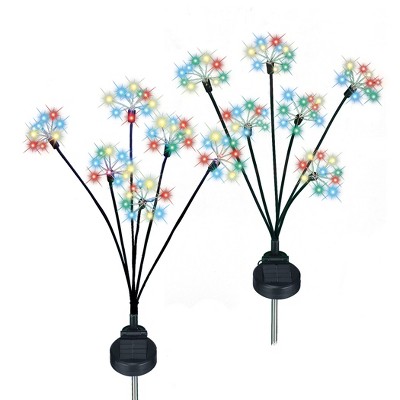 Collections Etc Multi-Color Solar Powered Fireworks Garden Stakes - Set of 2